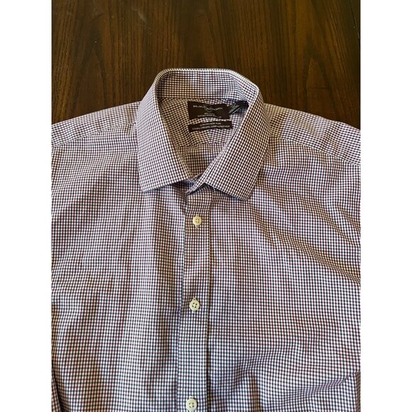 Black Brown 1826 Purple Oxford Slim Fit Button Down Shirt Non Iron 17 1/2 34 XL - Picture 3 of 7
